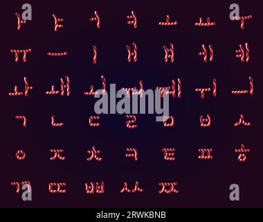 Testo dolce e caramelle. Alfabeto rosso coreano. Effetto di testo Jelly. effetto stile testo 3d. Foto Stock