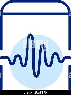 Ascolto di una registrazione sullo smartphone. Icona Pixel Perfect Illustrazione Vettoriale