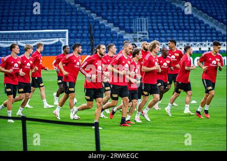 Madrid, Spagna. 19 settembre 2023. Union Berlin durante la sessione di allenamento allo stadio Santiago Bernabeu, il giorno prima della partita contro il Real Madrid del 19 settembre 2023 a Madrid, Spagna credito: Agenzia fotografica indipendente/Alamy Live News Foto Stock