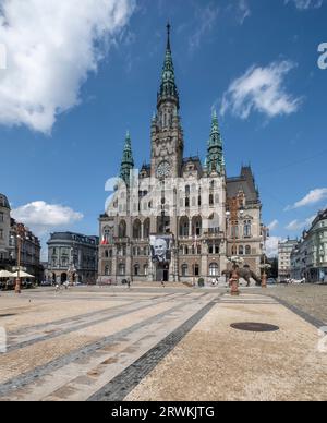 Liberec, regione Liberec, architettura viennese, architettura, architettura storica, Piazza, neorinascimentale, monumenti, municipio, foto 21.8.2023 Foto Stock