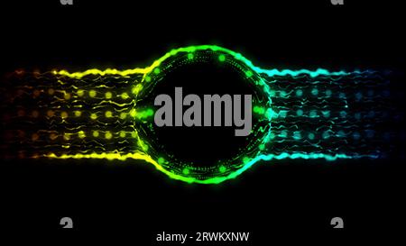 Sfera o globo al plasma futuristico in 3D astratto, cerchio astratto con onde fluide, sfera magica, sfondo astratto. Rendering 3D. Foto Stock