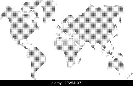 Mappa mondiale semplificata disegnata con punti rotondi. Illustrazione vettoriale. Illustrazione Vettoriale