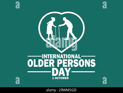 Giornata internazionale degli anziani. Ottobre. Concetto di vacanza. Modello per sfondo, banner, scheda, poster con iscrizione di testo. Illustrazione vettoriale Illustrazione Vettoriale