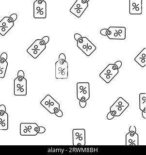 Percentuale di sconto icona tag seamless pattern sfondo. Il concetto di Business illustrazione vettoriale. Coupon promozionale modello di simbolo. Illustrazione Vettoriale