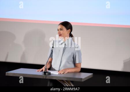 Madrid. Spagna. 20230920, Barbara Lennie annuncia che "la soledad de la nieve" sarà il film selezionato per rappresentare la Spagna agli Oscar alla Film Academy il 20 settembre 2023 a Madrid, Spagna "la soledad de la nieve", di Juan Antonio Bayona, è il lungometraggio selezionato dall'Academy of Motion Picture Arts and Sciences per rappresentare la Spagna alla prossima edizione degli Oscar nella categoria Best International Film. La 96esima edizione degli Oscar Awards si svolgerà domenica 10 marzo 2024 Foto Stock