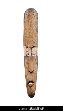 Una tradizionale maschera Tribal Face in legno intagliata. Foto Stock