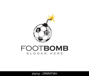Modello vettoriale con logo pallone da calcio. Design del logo Soccer. Logo football Bomb Illustrazione Vettoriale