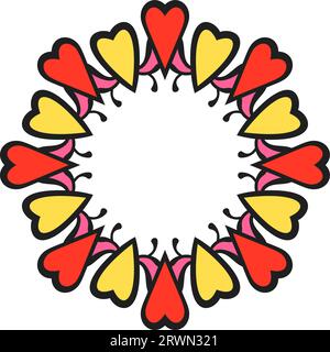 Telaio rotondo con cuori, elemento di design isolato, illustrazione vettoriale Illustrazione Vettoriale