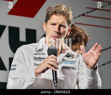 Tokyo, Giappone. 20 settembre 2023. Il rappresentante di New Williams James Bowles partecipa a un evento per il Gran Premio di Formula 1 Tokyo Festival 2023 a Kabuki-cho, Shinjuku a Tokyo, in Giappone, mercoledì 20 settembre 2023. Foto di Keizo Mori/UPI Credit: UPI/Alamy Live News Foto Stock