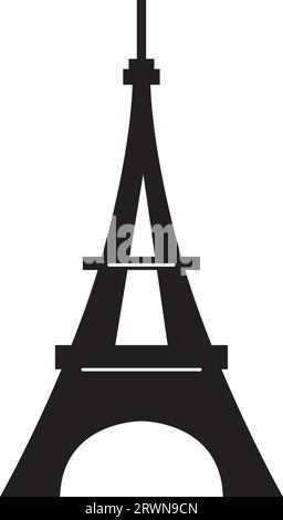 Semplice disegno nero piatto della TORRE EIFFEL, PARIGI Illustrazione Vettoriale