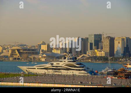 Porto di Doha in mattinata Foto Stock