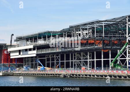 Lavori di costruzione per il programma di espansione Excel London fase 3 nei Royal Docks di Londra Foto Stock