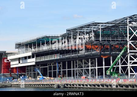 Lavori di costruzione per il programma di espansione Excel London fase 3 nei Royal Docks di Londra Foto Stock