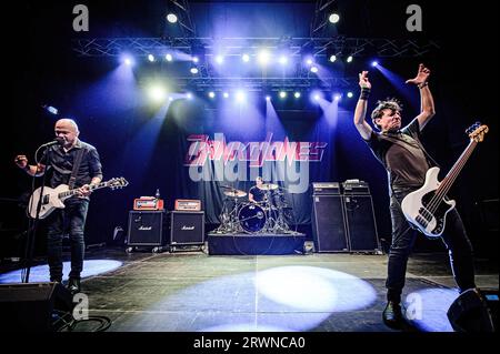 Horsens, Danimarca. 12 agosto 2023. Il gruppo rock canadese Danko Jones esegue un concerto dal vivo durante il festival metal danese Jailbreak 2023 a Horsens. (Foto: Gonzales Photo - Sebastian Dammark). Foto Stock