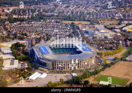 Il Twickenham Stadium di Twickenham, a sud-ovest di Londra, è uno stadio di rugby a 15 di proprietà della Rugby Football Union (RFU). L'unio nazionale di rugby dell'Inghilterra Foto Stock