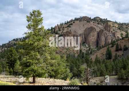 Scogliere all'uscita della Siver thread Highway per Lake City Foto Stock