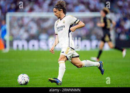 Madrid, Spagna. 20 settembre 2023. Luka Modric del Real Madrid durante la partita di UEFA Champions League, gruppo C, tra Real Madrid e Union Berlin ha giocato allo stadio Santiago Bernabeu il 20 settembre 2023 a Madrid, in Spagna. (Foto di Cesar Cebolla/PRESSINPHOTO) crediti: PRESSINPHOTO SPORTS AGENCY/Alamy Live News Foto Stock
