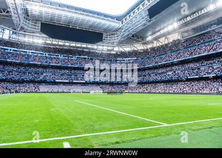 Madrid, Spagna. 20 settembre 2023. Vista dello stadio Santiago Bernabeu durante la partita di calcio tra Real Madrid e Union Berlin valida per la giornata 01 della UEFA Champions League giocata il 20 settembre 2023 a Madrid, Spagna credito: Agenzia fotografica indipendente/Alamy Live News Foto Stock