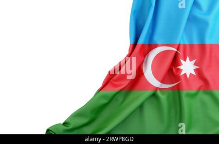 Bandiera dell'Azerbaigian con spazio vuoto sulla sinistra. Isolato. Rendering 3D. Foto Stock