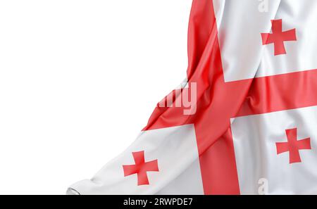 Bandiera della Georgia con spazio vuoto sulla sinistra. Isolato. Rendering 3D. Foto Stock