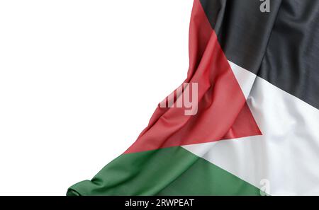 Bandiera della Palestina con spazio vuoto sulla sinistra. Isolato. Rendering 3D. Foto Stock