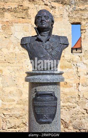 Busto del feldmaresciallo russo Mikhail Kutuzov (1745-1813) nella fortezza di Tighina a Bender (Transnistria), Moldavia Foto Stock