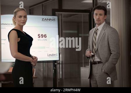DATA DI RILASCIO: 27 ottobre 2023. TITOLO: Pain Hustlers. STUDIO: Wychwood Media. DIRETTORE: David Yates. TRAMA: Liza sogna una vita migliore per lei e sua figlia così ottiene un lavoro in una farmacia in bancarotta e il fegato di Liza catapulta l'azienda e lei nella vita alta senza sapere che presto sarà nel mezzo di una cospirazione criminale. PROTAGONISTI: EMILY BLUNT nel ruolo di Liza, CHRIS EVANS nel ruolo di Brenner. (Immagine di credito: © Wychwood Media/Entertainment Pictures/ZUMAPRESS.com) SOLO PER USO EDITORIALE! Non per USO commerciale! Foto Stock