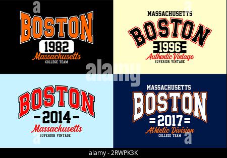 massachusetts, boston, stile urbano, college vintage per t-shirt, poster, etichette, ecc. design vettoriale Illustrazione Vettoriale