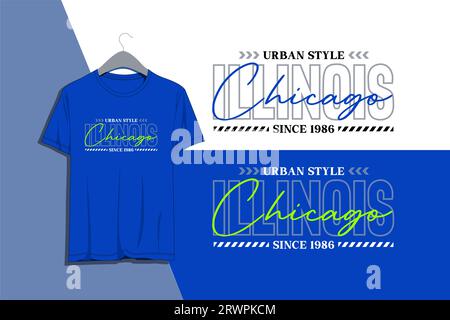 illinois, chicago, stile urbano, per t-shirt, poster, etichette, ecc. progettazione vettoriale Illustrazione Vettoriale