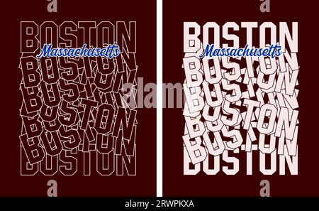 boston, masachusetts, citazione motivazionale, concetto di lettering, banner, poster, ecc.. Illustrazione Vettoriale