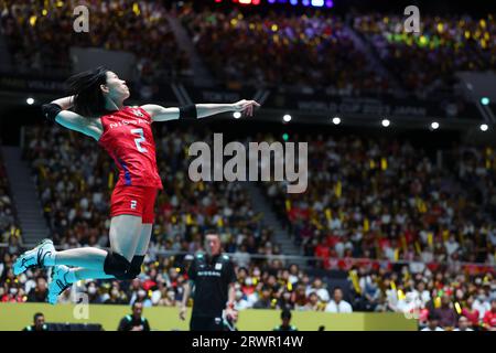 Tokyo, Giappone. 20 settembre 2023. Kotona Hayashi (JPN) pallavolo : FIVB Road to Paris Volleyball Qualifier/World Cup 2023 Giappone, torneo femminile tra Giappone e Bulgaria allo Yoyogi National Stadium di Tokyo, Giappone . Crediti: Yohei Osada/AFLO SPORT/Alamy Live News Foto Stock