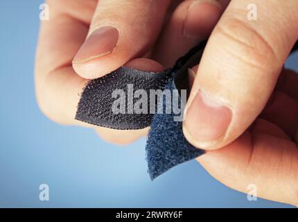 Dispositivo di tenuta a gancio e anello aka Velcro in primo piano Foto Stock