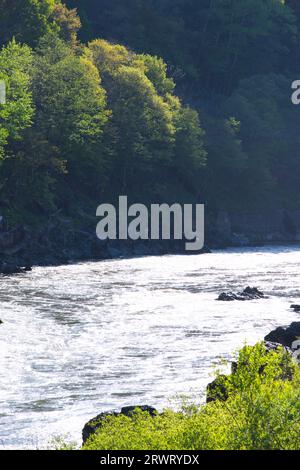 Mattina di Ishikari gawa Kamuikotan Foto Stock