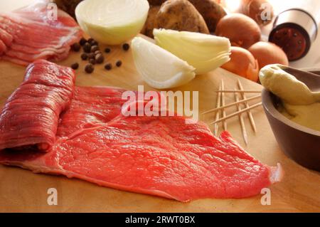 Ingredienti per roulade di manzo Foto Stock