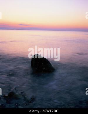 Tramonto vicino alla località balneare Misdroy sulla costa baltica polacca, tramonto, località balneare Misdroy, Polonia Foto Stock