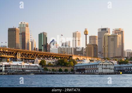 Sydney, Australia, 30 novembre, Sydney Harbour e Walsh Bay al crepuscolo del 30 novembre 2008, Oceania Foto Stock