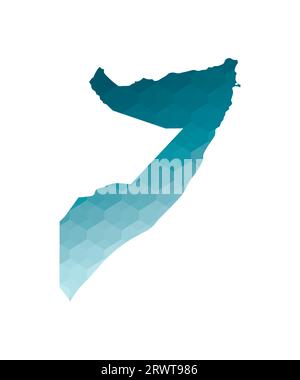 Icona di illustrazione vettoriale isolata con sagoma blu semplificata della mappa somala. Stile geometrico poligonale. Sfondo bianco. Illustrazione Vettoriale
