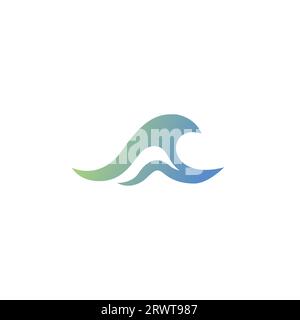 Wave Ocean Logo Vector. Icona dell'oceano. Vettore Abstract onda Illustrazione Vettoriale
