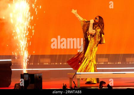 Jared Leto von Thirty Seconds to Mars live beim Telekom Street Gig auf der Digital X Stage im Mediapark. Köln, 20.09.2023 Foto Stock