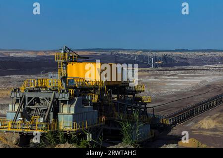 La miniera opencast di Welzow-Süd è una miniera di lignite opencast nella bassa Lusazia meridionale nel distretto di Spree-Neiße, gestita da Lausitz energie Bergbau Foto Stock