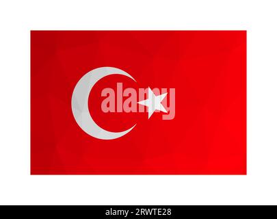 Illustrazione vettoriale isolata. Bandiera nazionale turca con stella bianca e mezzaluna. Simbolo ufficiale della Turchia. Design creativo in polietilene con tr Illustrazione Vettoriale