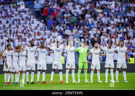 Madrid, Spagna. 20 settembre 2023. MADRID, SPAGNA - 20 SETTEMBRE: .Giocatori del Real Madrid durante la partita di UEFA Champions League tra Real Madrid e FC Union Berlino all'Estadio Santiago Bernabeu il 20 settembre 2023 a Madrid, Spagna (immagine di credito: © Pablo Garcia/DAX via ZUMA Press Wire) SOLO PER USO EDITORIALE! Non per USO commerciale! Foto Stock