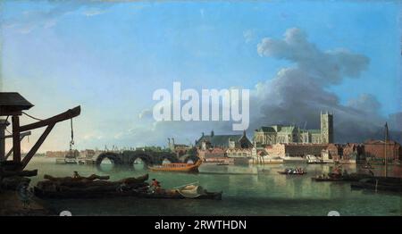 Samuel Scott - The Building of Westminster Bridge Samuel Scott: English, London ca. 1702-1772 Foto Stock