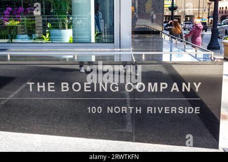 Chicago, Stati Uniti d'America - 3 maggio 2023: La sede della Boeing Company del costruttore di aerei a Chicago, Stati Uniti. Foto Stock