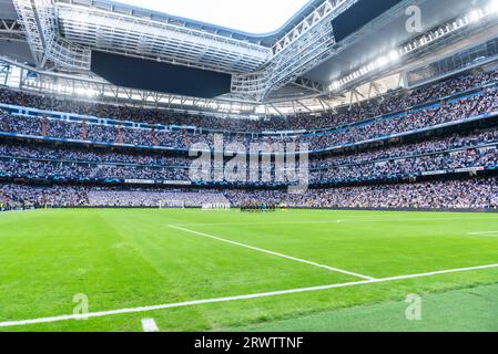 Madrid, Spagna. 20 settembre 2023. Vista dello stadio Santiago Bernabeu durante la partita di calcio tra Real Madrid e Union Berlin valida per la giornata 01 della UEFA Champions League. Champions League Matchday 01 risultato finale: Real Madrid 1 : 0 Union Berlin Credit: SOPA Images Limited/Alamy Live News Foto Stock