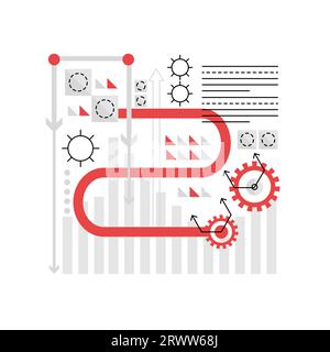 Processo di rilevamento delle conoscenze. Processo educativo moderno, illustrazione innovativa dei vettori di apprendimento Illustrazione Vettoriale