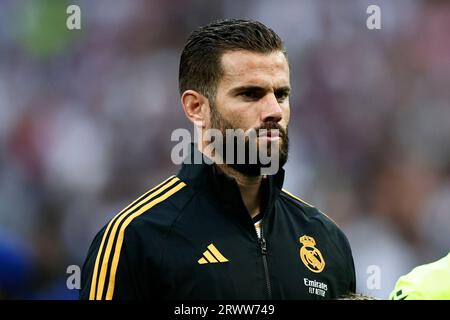 Madrid, Spagna. 20 settembre 2023. Nacho del Real Madrid CF guarda durante la partita di UEFA Champions League tra Real Madrid CF e FC Union Berlin allo Stadio Santiago Bernabeu il 20 settembre 2023 a Madrid, in Spagna. Crediti: Marco Canoniero/Alamy Live News Foto Stock