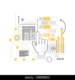 Tecnologia di codifica software. Sviluppo software, illustrazione vettoriale del linguaggio di programmazione Illustrazione Vettoriale