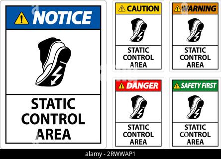 Area di controllo statica del segnale di attenzione Illustrazione Vettoriale