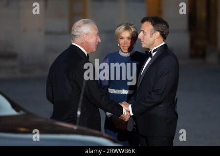 Versailles, Francia. 20 settembre 2023. Cena di stato in onore del re Carlo III e della regina Camilla, Francois Loock/Alamy Foto Stock